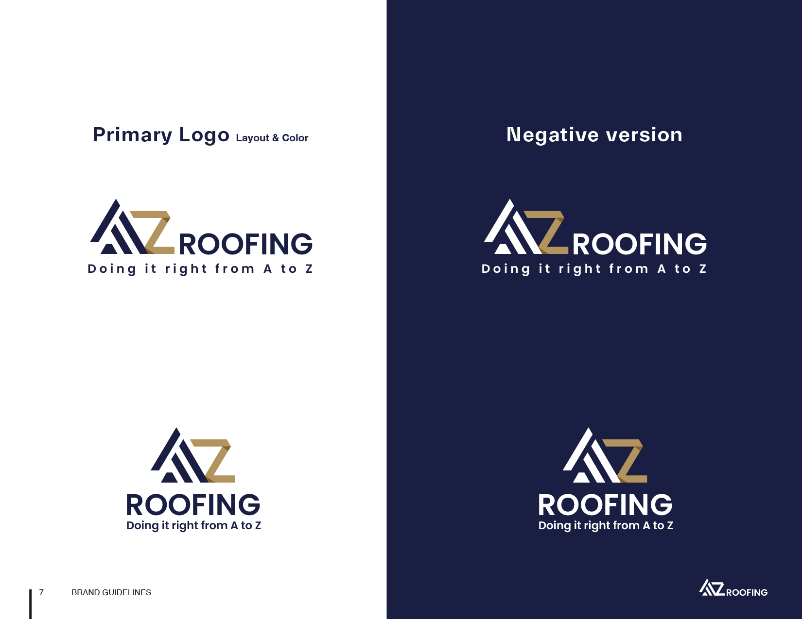 Approved AZ Roofing primary and negative logo configurations